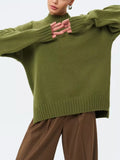 Fongt And Winter Half-High Collar Thread Sweater Solid Color Cover Loose Casual Knitwear