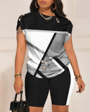 Women's Wear 2023 Summer New Fashion Leisure Pin Printing Set-Outfit