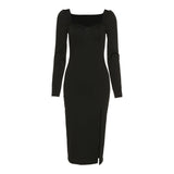 Long Sleeve Black Maxi Dress-Outfit
