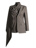 Fongt Small Suit Woman 2025 Autumn And Winter New Personality Wear Shawl Design Long-Sleeved Blazer Women's Clothing