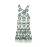 Fongt New 2025 Women's Temperament Elegant Cascade Decoration Embroidery Dress Slim Slim