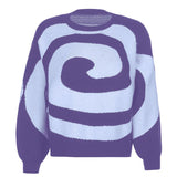 Paisley Printed Oversized Sweater Women 2021 Autumn Winter Loose O-Neck Long Sleeves Knitted Pullovers Preppy Style