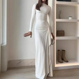 Fongt 2025 New Women's Fashion Sexy Slim Slim Open Fork Dress Dress