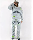 Gothic Printed Hoodie Personality High-End Tide Brand Loose Men's And Women's Sweater Suit-Outfit