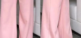 Link Women's Dress Temperament Elegant Pure Color Long-Sleeved Lapel Suit Pocket Straight Trousers Suit-Outfit