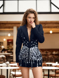 2025 Spring New Temperament Of The Wind Heavy Industry Water Diamond Inlaid Decoration Design Feel Waist Thin Coat