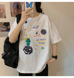 funny printed Loose basic t shirt summer pure cotton Short Sleeve cute T-shirts Women casual white tops tshirt