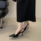 Fongt High-Heeled Shoes Sandals Women 2025 Spring And Summer New Temperament Fine Tip With Skirt Black Single Shoes