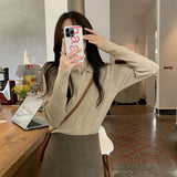 Fongt French Campus Style Style Button Knitted Cardigan Women's Autumn And Winter New Solid Color Repair Slim Thin Inside