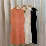 Fongt Warm Dress New Summer Body Sexy White Knitted Korean Version Of Waistless Sleeveless Bottom