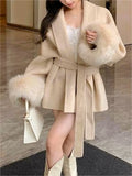 solid color faux fur coat with