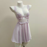 Fongt Pajamas Women 2025 New Summer Pure-Sensive High-End Feel Breast Pad Ladies Lace Ice Ribbon Sling Skirt