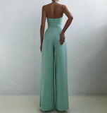 Chiffon Sexy Joker Solid Elegant Spaghetti Strap European and American Women's High Waist Wide Leg