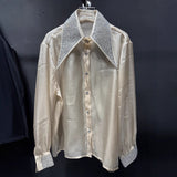 Fongt Temperament Commuting Blouse 2025 Autumn New Collar Collar Drilled Single Buckle Repair Slim Thin Shirt Female Tide