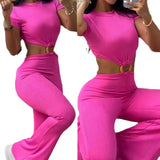 Fongt 2023 Women's Sexy Round Collar Open Back Slim And Hip Solid Color Jumpsuit