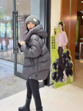 European Goods Hooded Puff Turtle Back Short Hooded Down Jacket Women's New Winter Loose Show Thin Bread Coat-Outfit