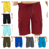 Pants Solid Color Multi-Pocket Fake Two Double-Layer Overalls Five-Point Fitness Running Leisure Sports Shorts-Outfit