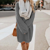 Autumn / Winter Ebaywish Fashionable Women's Dress With Long Sleeves, Round Neck And Loose Plush Dress-Outfit