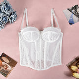 Fongt Women's New Thin Lace Sexy Plastic Suit Strap Top-Outfit