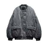 Fongt / Winter 2023 New Women's Washed Cotton Jacket Loose Pocket Pilot Jacket-Outfit