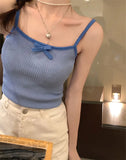 Bow Knitted Vest Sling Female 2025 Summer New Bottom Set Thin Chic Top