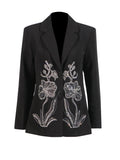Fongt Temperament Suit 2025 Autumn New Fashion Niche Splicing Nail Drill Flower Senior Sense Blazer Woman