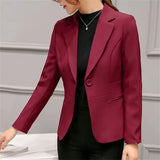 Fongt Spring And Autumn New Professional Joker Suit Long Sleeve Korean Version Temperament Slim Show Thin Suit Jacket Female Short Style-Outfit