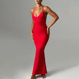 Fongt Summer New Temperament Sexy Trend V Collar Back Slim Dress