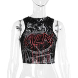 Spring And Summer 2024 New Dark Street Nail Printed Vest Girl-Outfit