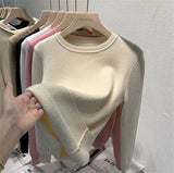 Winter Sweater Women Thicken Warm Knit Pullover Soft Plush Fleece Lined Sueter O-neck Malhas Tops New Slim Knitwear
