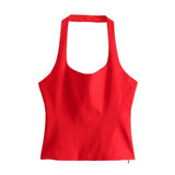 Fongt Summer New Slimming Women's Short-Skinned Waistcoat Women's Back-To-Back Top