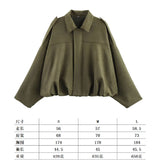 Fongt Velvet Loose Spring Girl Casual Blouse Zipper Fashion Bomber Jacket 2025 Bat Sleeve Texture