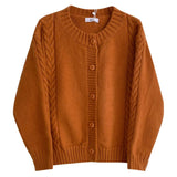 Fongt Clothing Ladies Solid Vintage O Neck Cardigan Sweaters 1127-0-Outfit