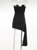 Black Cut Out Removable Off Shoulder Sleeves Mini Dress-Outfit