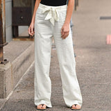 Simple Comfortable Elastic Waist Linen Trousers