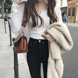 2023 New Korean Version Half-Open-Collar Careful Machine Blouse Threaded Solid Color Long-Sleeved