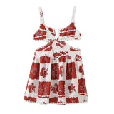 Summer Print Hollowed-Out Suspender A-Shaped Skirt Dress-Outfit