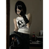 Gothic Punk Printed Rib Crop Tank Top-Outfit