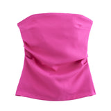 Fongt Fashion Folded Women's New Trend Brag Vest Solid Color Bhise Repair Body Small Top