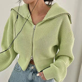 Y2K Double Zip Knit Top-Outfit
