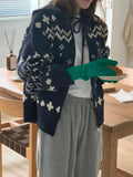 Jacquard Knit Zipper Hooded Sweater-Outfit