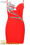 2023 New Summer Women's Sexy Flower Dress Bandage Bodysuit Elegant Diamond Celebrity Party Evening Mini