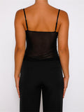 Women Tank Top Spaghetti Strap Camisoles Sleeveless V-Neck Lace Patchwork Front Split Vest Summer Y2K Streetwear 2023-Outfit