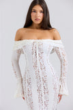 Lace Long Sleeve Off-shoulder Dress-Outfit