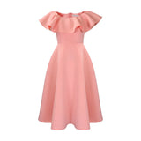 Fongt Women's Summer Fashion Temperament Lotus Leaf Side Banquet Dress Dress Dress Dress Dress Dress Dress