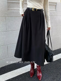 Fongt Xixi 2025 Autumn White Standard Temperament Elegant Solid Color High-Rise Half-Dress Dress Woman 85299