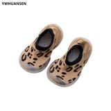 Spring Leopard Soft Bottom Non-Slip Floor Socks Solid Color Toddler Girl Boy Shoes With Transparent Rubber Soles Kid