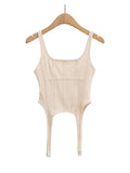 Fongt Fishbone Harness Hook Vest Female 2023 New Ins Design Sense Slim U Collar Short Top Tide-Outfit