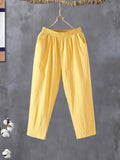 Fashion Woman Pants Casual Cotton Linen Harem Pants LOOSE Solid Ankle-Length Pants Elastic Waist Women's Summer