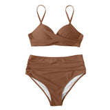 Fongt New Split High Waist Sexy Swimsuit Lady Small Chest Gathered Bikini